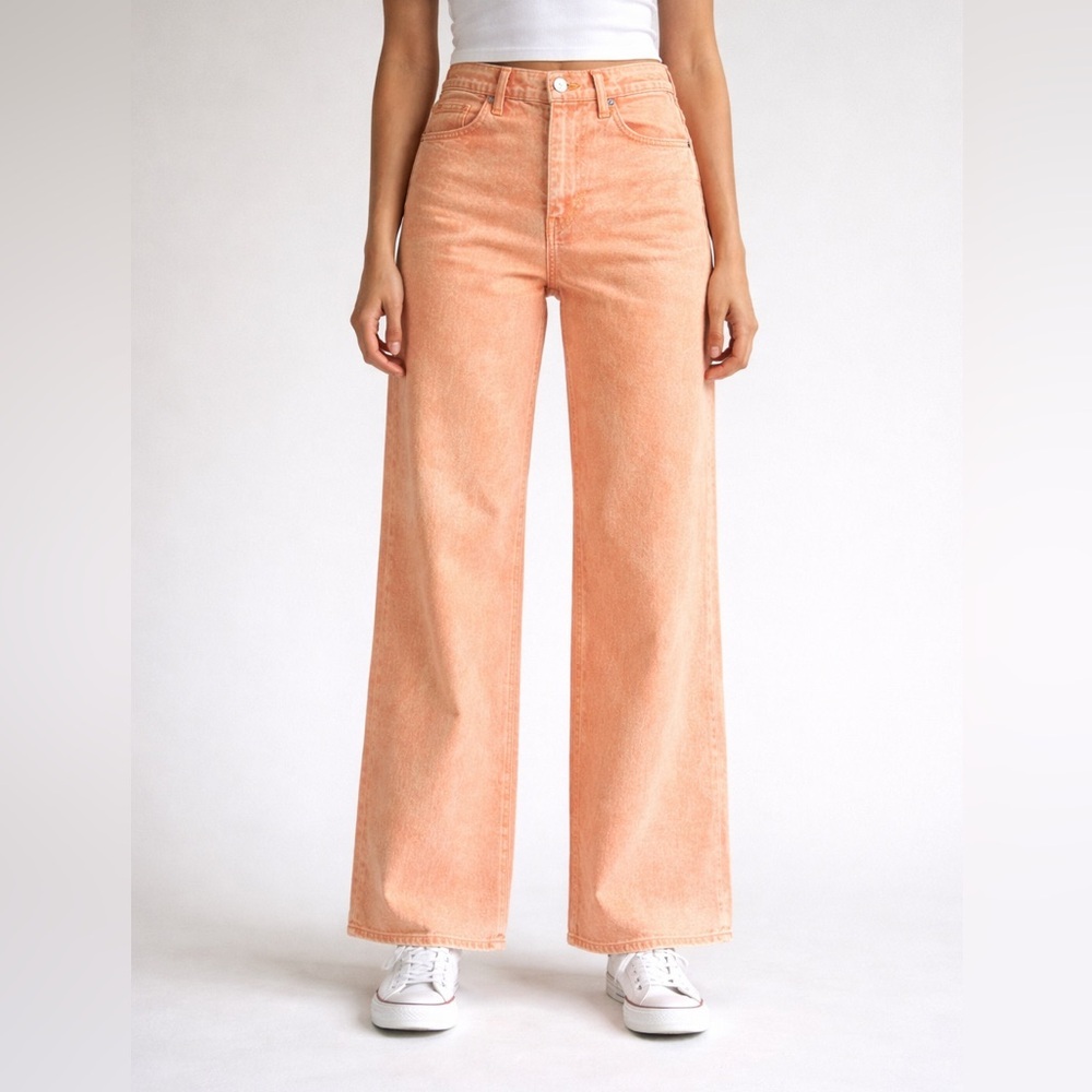 AMO Frida High-Rise Wide Leg Jeans Peach Coral Size 25 Made in USA